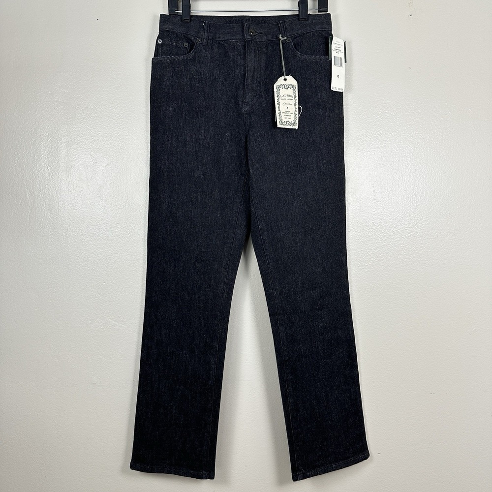 RLL Women's 6 Jeans Double RL Palais Ryle Straight Leg Dark Wash Black NEW